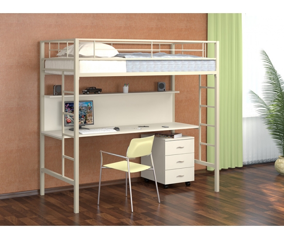 Кровать чердак Севилья №1 в цвете слоновая кость