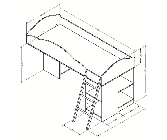 Кровать-чердак "Дюймовочка 5" ,Схема