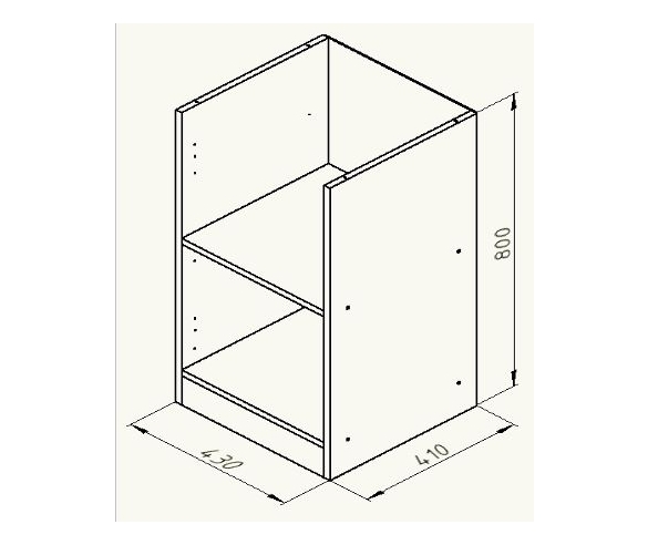 Размеры малого стеллажа открытого для кровати- чердака "Дюймовочка 5"