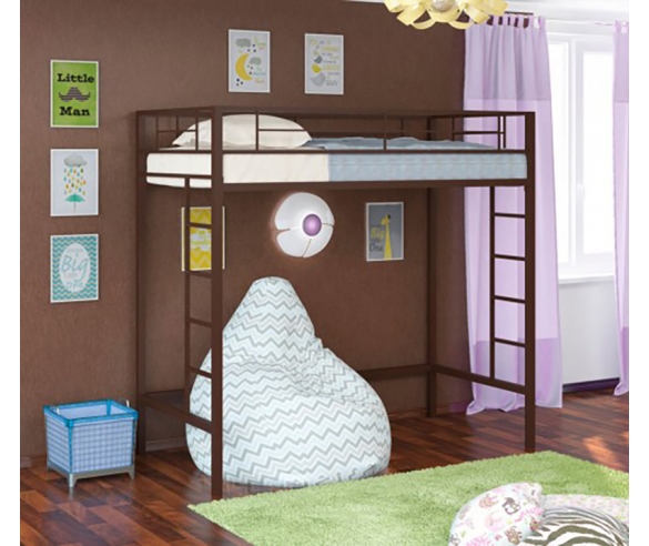 Кровать-чердак Севилья 1.1 в коричневом цвете