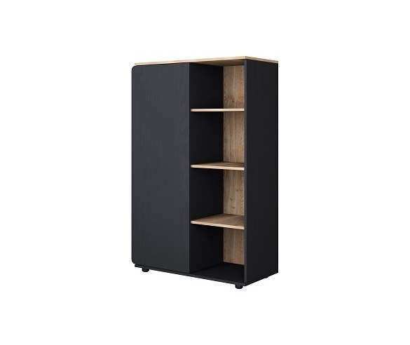 Шкаф "Дельта Лофт" с открытой секцией, Цвет: Черный+Ирландский Дуб