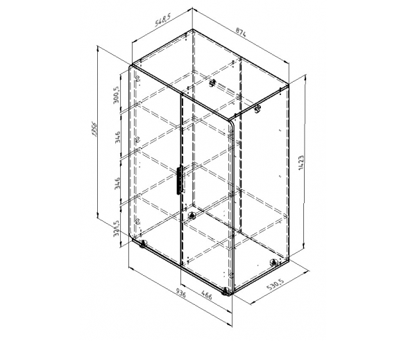 Размеры двухстворчатого шкафа "Дельта Лофт" для одежды.