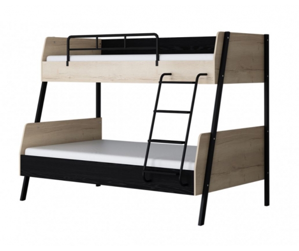 Двухъярусная кровать "Дельта-Лофт"-20.02.04, Цвет: Ирландский Дуб+Черный