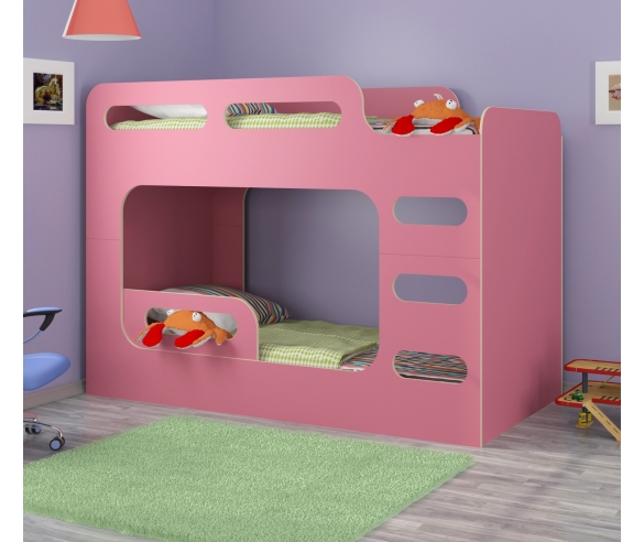 Кровать для двух девочек Дельта макс розовая 