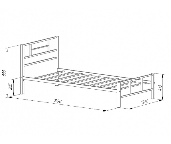 Схема с размерами кровати Кадис 190х120см