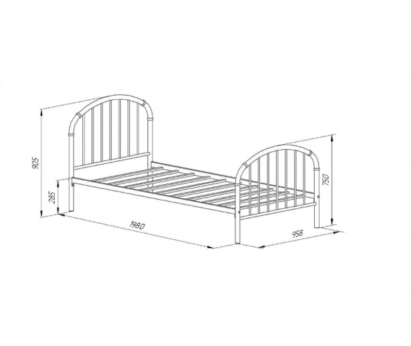 Кровать Эвора №1 схема с размерами