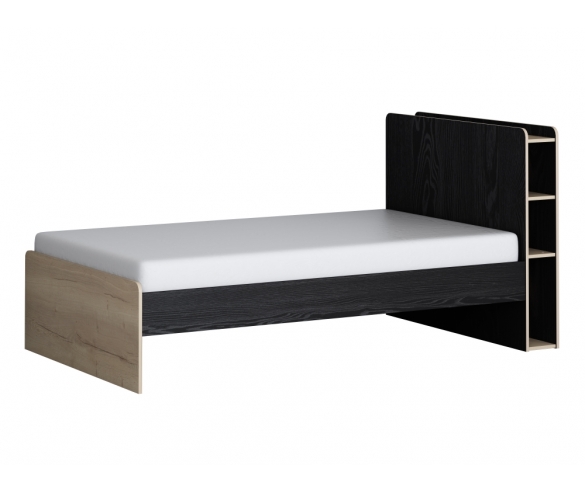 Кровать с полками в изголовье Лофт 19.12 черный/айриш