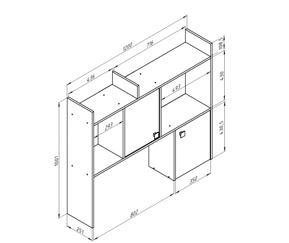 Надстройка для стола Дельта 17.05 Схема с размерами