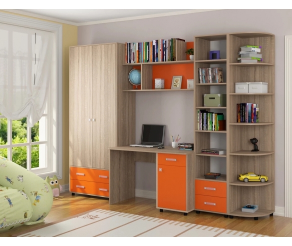 Школьный уголок Дельта Дуб Сонома/Оранжевый