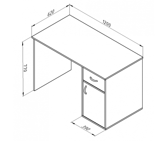 Стол письменный Дельта 15.01 схема с размерами
