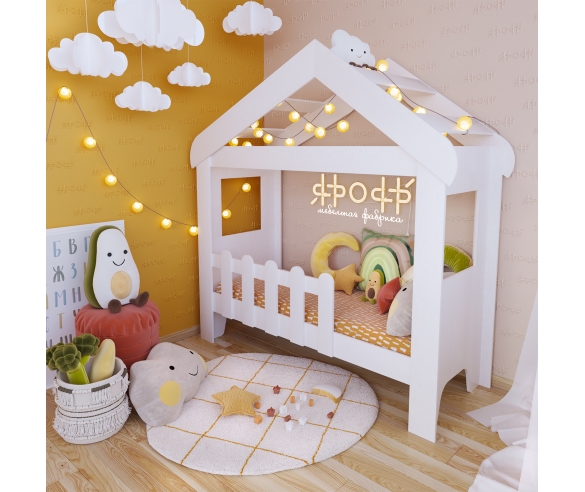 Детская кровать-домик в белом цвете
