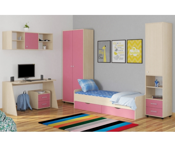 Детская мебель для девочки Дельта Дуб молочный/Розовый