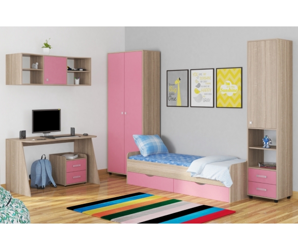 Детская мебель для девочки Дельта Дуб сонома/Розовый