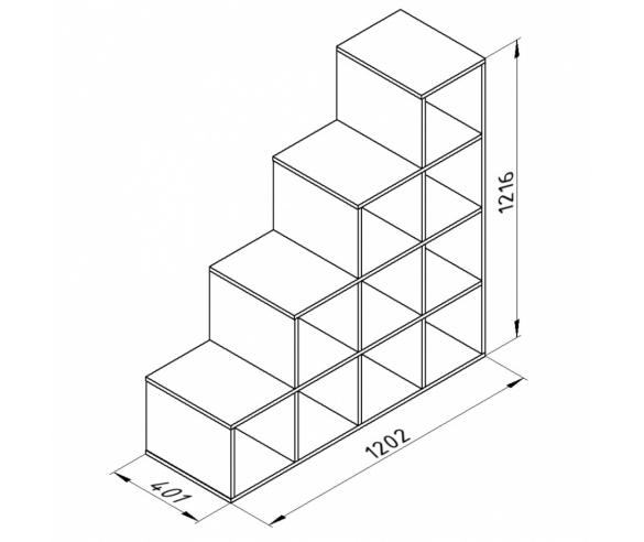 Лестница стеллаж Дельта 18.06  схема с размерами