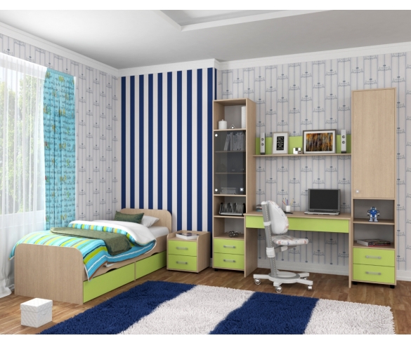 Комната школьника Дельта Дуб молочный/Салатовый