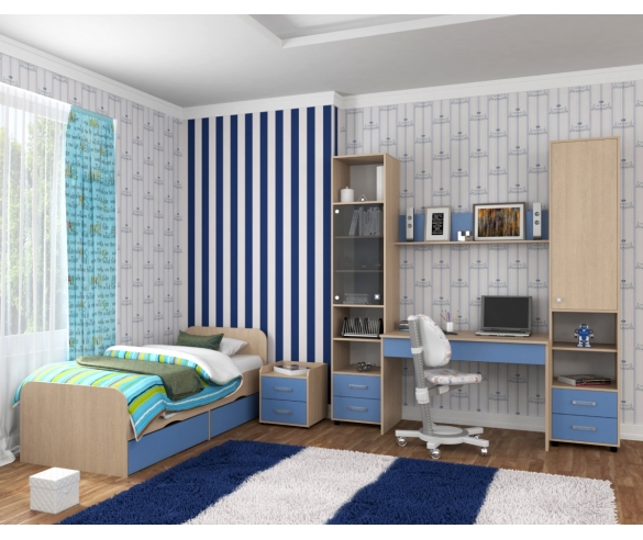 Комната школьника Дельта Дуб молочный/Голубой