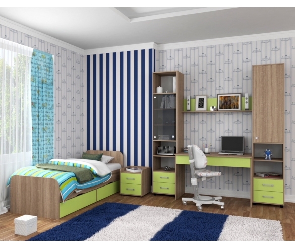 Комната школьника Дельта Дуб сонома/Салатовый