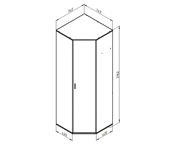 Шкаф угловой Дельта 1 схема с размерами
