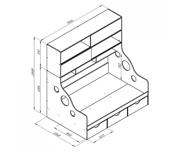 Схема с размерами кровати Дельта