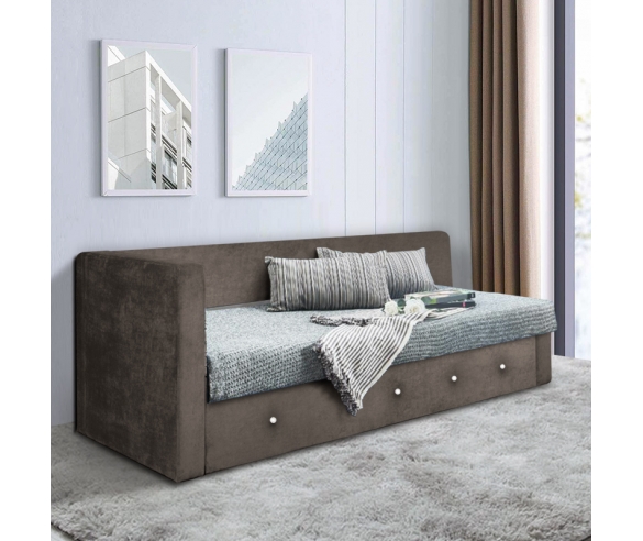 Мягкая кровать Сканди Plus в коричневом цвете