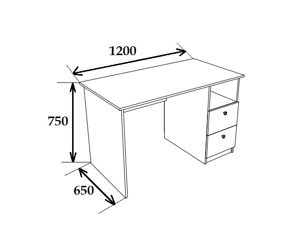 Стол письменный схема с размерами