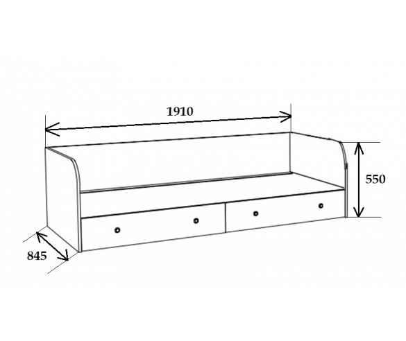 Кровать Астра одноярусная схема с размерами