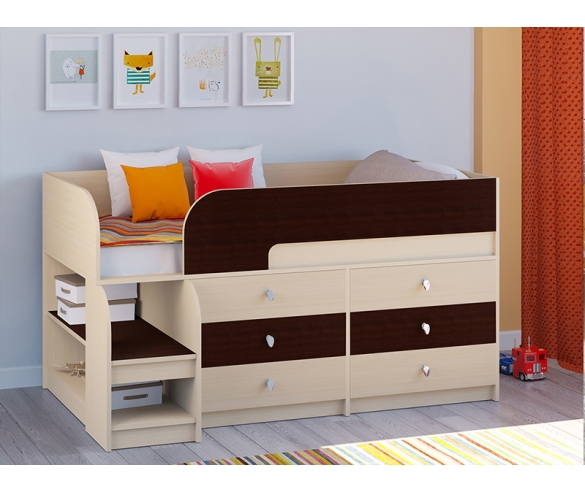 Кровать Астра 9 V3 : цвет корпуса Дуб Молочный, цвет фасада Венге