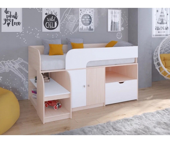 Детская кровать Астра 9 V4 дуб молочный/белый