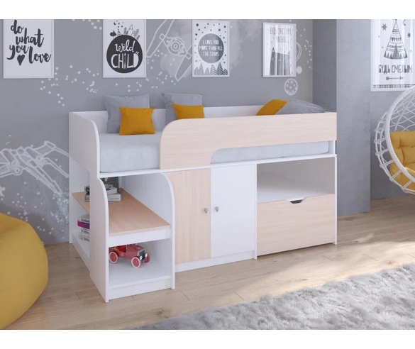 Кровать Астра 9 V4 белый/дуб молочный