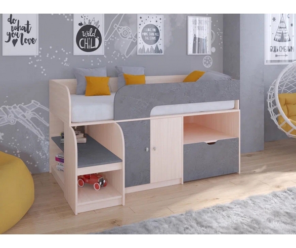 Детская кровать Астра 9 V4 дуб молочный/железный камень