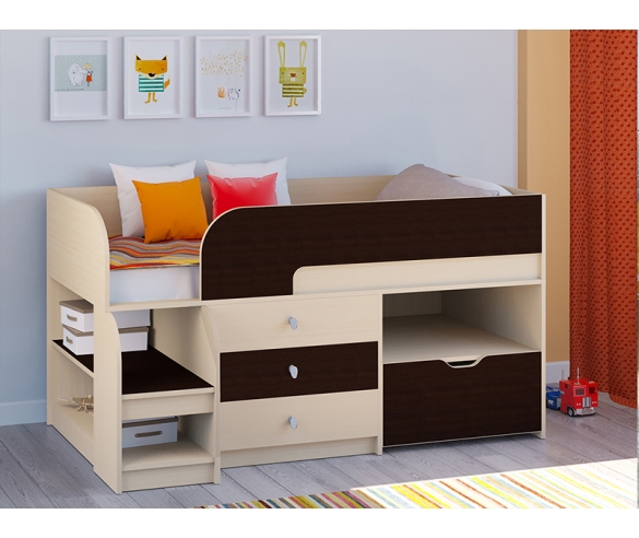 Кровать для детей Астра 9 V5 с фасадом в цвете Венге