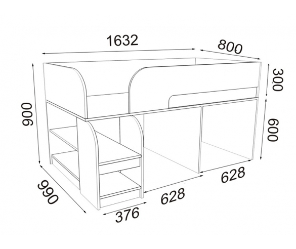 Размеры кровати-чердака Астра 9 v7
