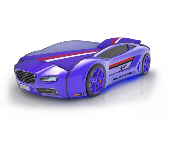 Кровать-машина Roadster Ауди синяя с обивкой Спорт