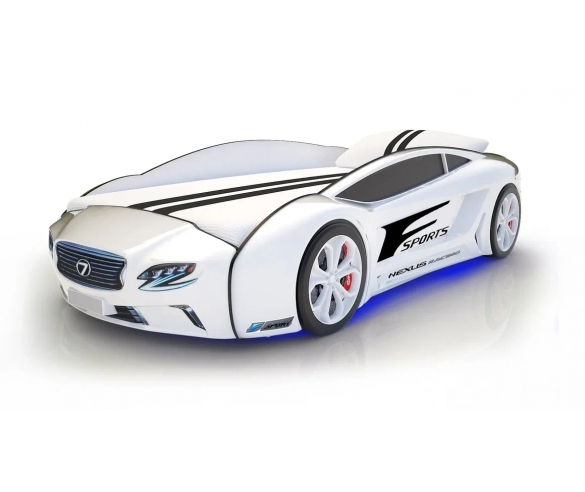 Кровать-машина Roadster Лексус Белый с обивкой спорт