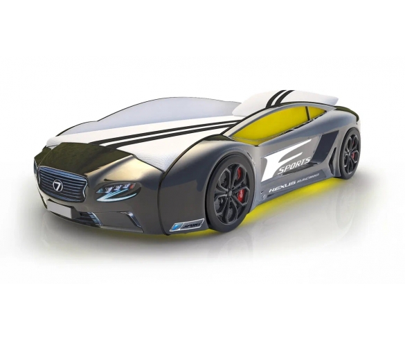 Кровать-машина Roadster Лексус Черный с обивкой спорт