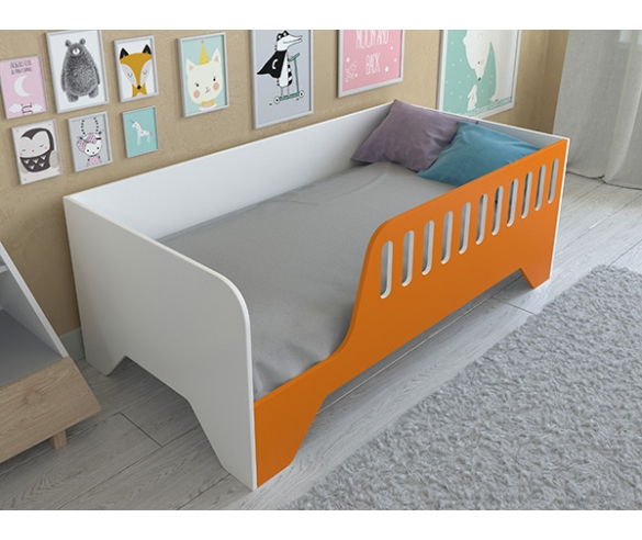 Детская кровать Астра 13 корпус белый, фасад оранжевый