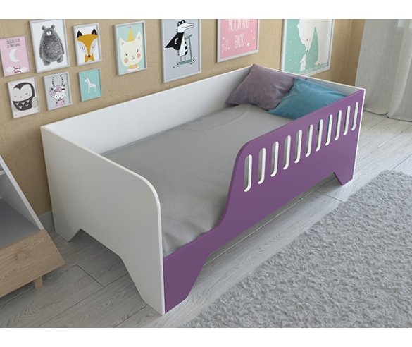 Кровать для девочек Астра 13 корпус белый, фасад фиолетовый
