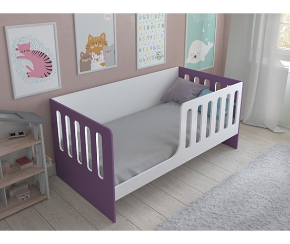 Кровать для девочек Астра 12 корпус белый, фасад фиолетовый