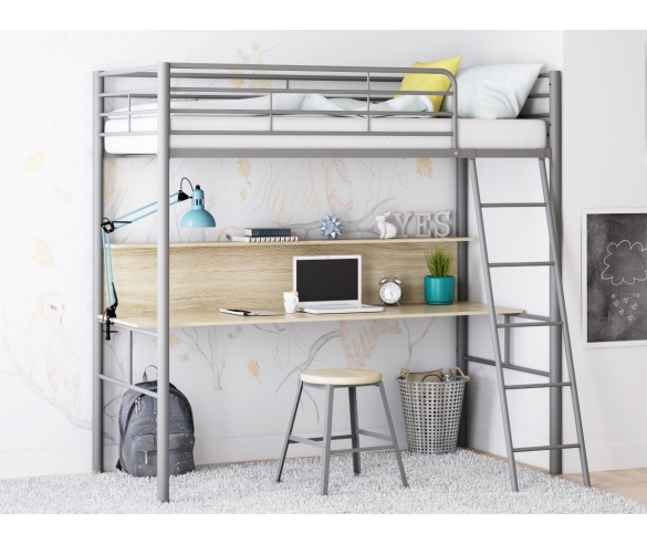 Кровать чердак Севилья 5 Серый/Ясень шимо светлый