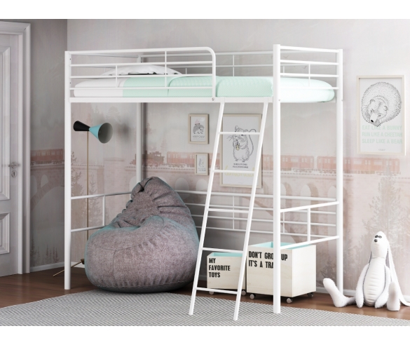 Кровать-чердак с нишей Севилья 5.01 Белая