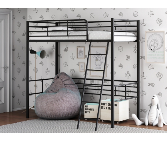 Кровать-чердак с нишей Севилья 5.01 Черная