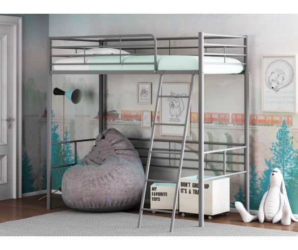 Кровать-чердак с нишей Севилья 5.01 Серая