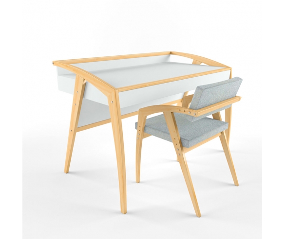 Комплект Бруно - белый стол и серый стул