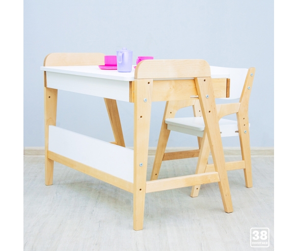 Комплект стул и стол Kids Комбо в белом цвете