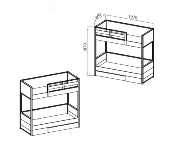 Схема двухъярусной кровати Ньютон Грей