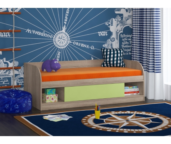  Кровать Соня 4 Дуб Сонома/Салатовый