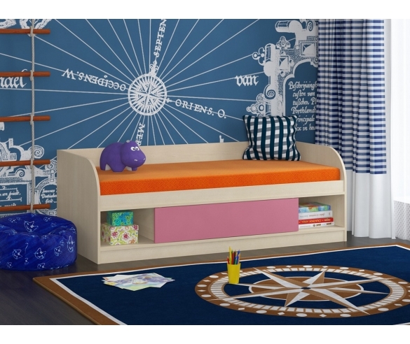 Кровать Соня 4 Дуб Молочный/Розовый