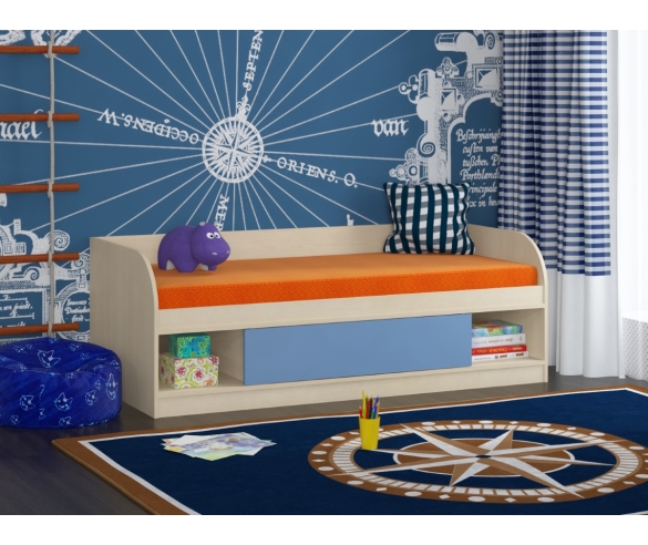 Кровать Соня 4 Дуб Молочный/Голубой