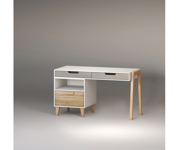 Стол письменный Квадро фасад серый/дуб бардолино.