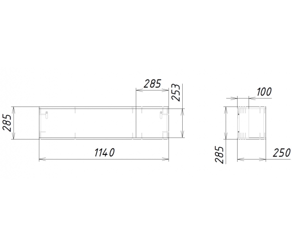 Схема с размерами полки Квадро КД-10